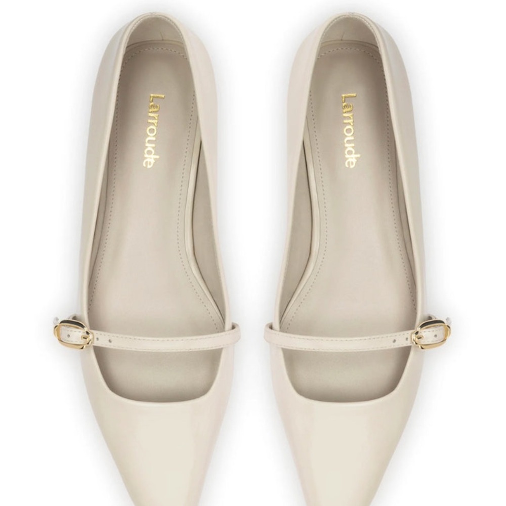 Larroude - Irene Flats in Mushroom Grey Leather - Picture 4 of 5